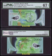 Vanuatu 2000 Vatu(2014), Commemorative, Handsigned, AA Prefix#39, Polymer, PMG67 - Vanuatu