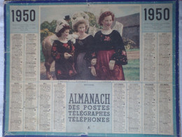 Almanach Des P.T.T 1950 (1 Carton Simple) - Recto Bretonnes (Coiffes) Et Verso Calendrier Papier - Grand Format : 1941-60