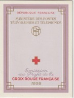 France Carnet Croix Rouge 1958 ** MNH Gomme Coulée Trace Adhérence Mais Timbres Non Collés - Croce Rossa