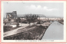 Tavaux (Jura) - Usine Solvay - Le Transbordeur Et Le Canal Colorisée Cachet Hexagonal Tavaux Au Dos - Tavaux