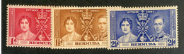 559 Bermuda 1937 Scott #115-17 Mint "Offers Welcome" - Bermudes