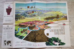 BROCHURE MAPPA XVII GIOCHI OLIMPICI ROMA ANNO 1960 ILLUSTRATORE BERANN - Apparel, Souvenirs & Other