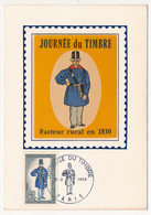 FRANCE - Carte Soie - Journée Du Timbre 1968 - Facteur Rural De 1830 - PARIS - 16/3/1968 - Tag Der Briefmarke