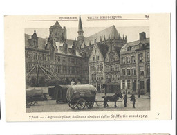 BELGIQUE - YPRES - La Grande Place Halle Aux Draps Et Eglise St Martin Avant 1914 Animé Attelage Bon état - Other