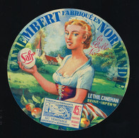 Etiquette Fromage Camembert Normandie 45%mg SAFR  La Belle Normande  Le Thil-Canehan Seine Inférieure " Femme " - Cheese