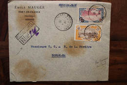 Martinique 1925 Cover Enveloppe Recommandé Provisoire France Registered Reco R - Cartas