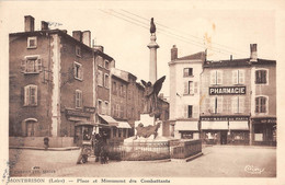 CPA 42 MONTBRISON PLACE ET MONUMENT DES COMBATTANTS (marchand Ambulant - Montbrison