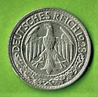 ALLEMAGNE / 50 REICHSPFENNIG / 1928 F / NICKEL - 50 Rentenpfennig & 50 Reichspfennig