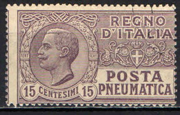 ITALIA REGNO - 1921 - POSTA PNEUMATICA - EFFIGIE DEL RE VITTORIO EMANUELE III - 15 CENT- USATO - Posta Pneumatica