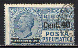 ITALIA REGNO - 1925 - POSTA PNEUMATICA - EFFIGIE DEL RE VITTORIO EMANUELE III - SOVRASTAMPATO 40 CENT SU 30 - USATO - Rohrpost