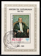 Turkish Cyprus 1981 Mi# Block 2 Used - Kemal Ataturk, Birth Cent. - Used Stamps