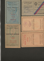 5 CARTES D'ELECTEUR VILLE DE PARIS -ANNEES 1945-1946-1947 X 2 - 1951 - Sin Clasificación