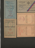 5 CARTES D'ELECTEUR VILLE DE PARIS -ANNEES 1945-1946-1947 X 2 - 1951 - Ohne Zuordnung