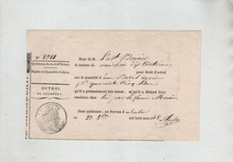Quittance Du Droit D'octroi Chambéry 1848 Bouvier Meunin Baril De Vin - Zonder Classificatie