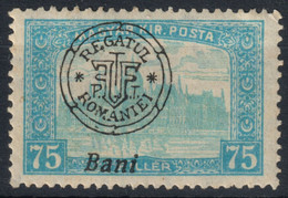 1919 Romania WW1 War Occupation Transylvania Hungary LOCAL Overprint Oradea Nagyvárad 75 B 75 F / PARLIAMENT - Transilvania