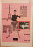 Publicité Papier 1960 RENAULT La Dauphine PARIS Tour Eiffel Notre-dame De Paris Arc De Triomphe   12, 5 X 18, 5 Cm - Andere