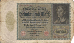 Germany P70, 10,000 Mark, "GHOUL" Note, Dürer Painting, See Story, 1922 - 10 Mark