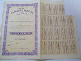 COLLECTION - ACTION DE 500 FRANCS - SOCIETE MAROCAINE AGRICOLE DU JACMA - 1919 - N° 14.706 - 1 COUPON MANQUANT - Agriculture