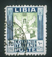 LIBIA 1921 PITTORICA 10 LIRE SASSONE N. 32 USATO F.TO DIENA - Libië