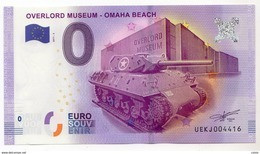 2017-2 FRANCE BILLET TOURISTIQUE 0 EURO SOUVENIR N°UEKJ004498 OVERLORD MUSEUM OMAHA BEACH - Pruebas Privadas