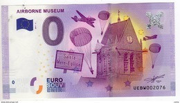 2017-2 FRANCE BILLET TOURISTIQUE 0 EURO SOUVENIR N°UEBW002079 AIRBORNE MUSEUM - Essais Privés / Non-officiels
