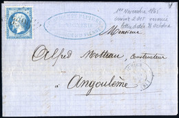 FRANCE - 1865 (12 Septembre) - Yv.22 Sur LAC De St-Junien (Haute-Vienne) Pour Angoulême (Charente) - Erreur De Date - 1849-1876: Classic Period