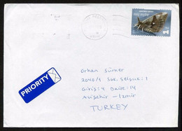 1 Lk/kl 2008 Self-adhesive Moths, Aglia Tau | Helsinki 12.11.2009 Priority Mail Cover Used To Izmir, Turkey. - Covers & Documents