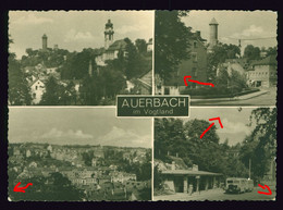 DDR Mehrbild AK Um 1964 Auerbach Im Vogtland Schwarz Weiß, Mit Herrlichem Bus Oldtimer - Auerbach (Vogtland)