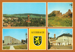 DDR Mehrbild AK Um 1980 Auerbach Vogtland U.a Mit Neubaugebiet Louis Müller, HO Cafe Einheit - Auerbach (Vogtland)