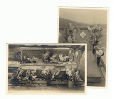 Lot De 2 Photos Cartes - Cimetière, Tombe, Cercueil - MOUSTIER Sur SAMBRE ( Sous Réserve ) LEGROS - ARNOUX  (B232) - Jemeppe-sur-Sambre