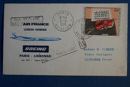 AC5 FRANCE BELLE LETTRE RECOM.  1970 PREMIER VOL    PARIS  LISBONNE+AEROPHILATELIE + AFFRANCHISSEMENT PLAISANT - 1960-.... Covers & Documents