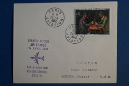 AC5 FRANCE BELLE LETTRE RECOM.  1962  PREMIER VOL    PARIS   HOUSTON USA +AEROPHILATELIE + AFFRANCHISSEMENT PLAISANT - 1960-.... Briefe & Dokumente