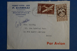 AC5 AEF FRANCE BELLE LETTRE 1936  BRAZZAVILLE  POUR PRE ST GERVAIS  + AFFRANCHISSEMENT INTERESSANT - Brieven En Documenten