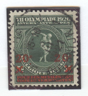 BELGIUM Olympic Overprinted Stamp 5c With First Day Cancel 5-3-1921 And Low Dot Under The Left C - Summer 1920: Antwerp