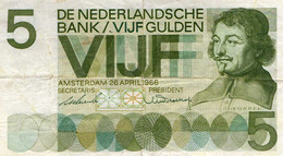 PAYS-BAS - NEDERLANDS - BILLET 5 Gulden - 26 04 1966 - Other - Europe