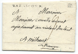 SP MARQUE POSTALE 1774 TARASCON P POUR MILLAU AVEYRON/ LN N° 4 - 1701-1800: Voorlopers XVIII