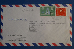 AC5  ANTILLES NEERLANDAISES  BELLE LETTRE  1962  CURACAO POUR   AUGUSTA USA   + AFFRANCHISSEMENT PLAISANT - Curaçao, Nederlandse Antillen, Aruba