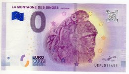 2018-3 FRANCE BILLET TOURISTIQUE 0 EURO SOUVENIR N°UEFL012731 LA MONTAGNE DES SINGES Kintzheim - Private Proofs / Unofficial