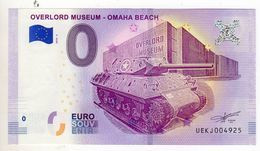 2018-2 BILLET TOURISTIQUE FRANCE 0 EURO SOUVENIR N°UEKJ004955 OVERLORD MUSEUM OMAHA BEACH Char - Essais Privés / Non-officiels