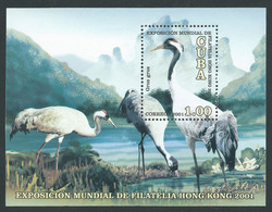 SP BLOC CUBA  / MNH ** / GRUS GRUS / GRUE / 2001 / HONG KONG - Cranes And Other Gruiformes