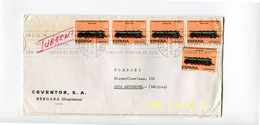 1984 Cover From CEVENTOR SA Bergara To Belgium - 5 Stamps 33 Pta Locomotora - Trein Train - 1981-90 Briefe U. Dokumente