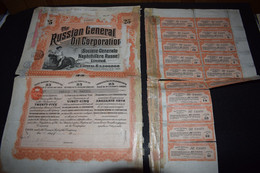 The Russian Général Oil Croporation 25 Shares 1912 Société Générale Naphthifère Russe - Erdöl