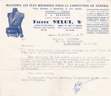 FRESNAY SUR SARTHE PIERRE MELOT MACHINES POUR CONFECTION ANNEE 1956 A MR GUILLERMO SAINT BRIEUC - Zonder Classificatie
