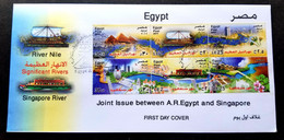 Egypt Singapore Joint Issue Significant Rivers 2011 Pyramid Boat Orchid River (FDC) - Briefe U. Dokumente