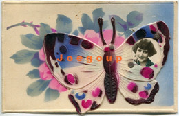 Germany Colored Postcard Art Mobile Butterfly Woman Mini Portrait 1928 - Donne