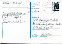 BRD Amtliche Ganzsachen-Postkarte P 157  WSt "Goethe-Schiller-Denkmal, Weimar" 100 (Pf), MWSt. 21.11.1999 BRIEFZENTRUM - Postcards - Used