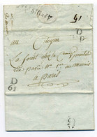 PETITE POSTE PARIS - Bureau D En Port Payé D/PP + D/61 /  Au Verso 4ème Distribution / Dept 60 SEINE / Période Révolutio - 1701-1800: Voorlopers XVIII