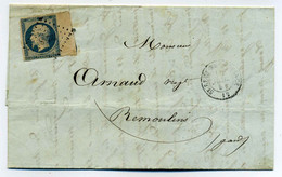 YT N°14 Bord De Feuille Sur Lettre De SAINT REMY DE PROVENCE / Dept 12 Bouche Du Rhone/ 1854 - 1849-1876: Classic Period