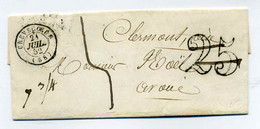 Lettre Taxée De CREVECOEUR / Taxe 25c TDT Barrée Et Remplacée Par 5 Décimes Manuscrite / Dept 58 Oise / 1852 - 1849-1876: Classic Period