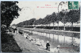 C. P. A. : 11 BRAM : Vue Sur Le Canal, Lavandières, Timbre En 1916, RARE - Bram